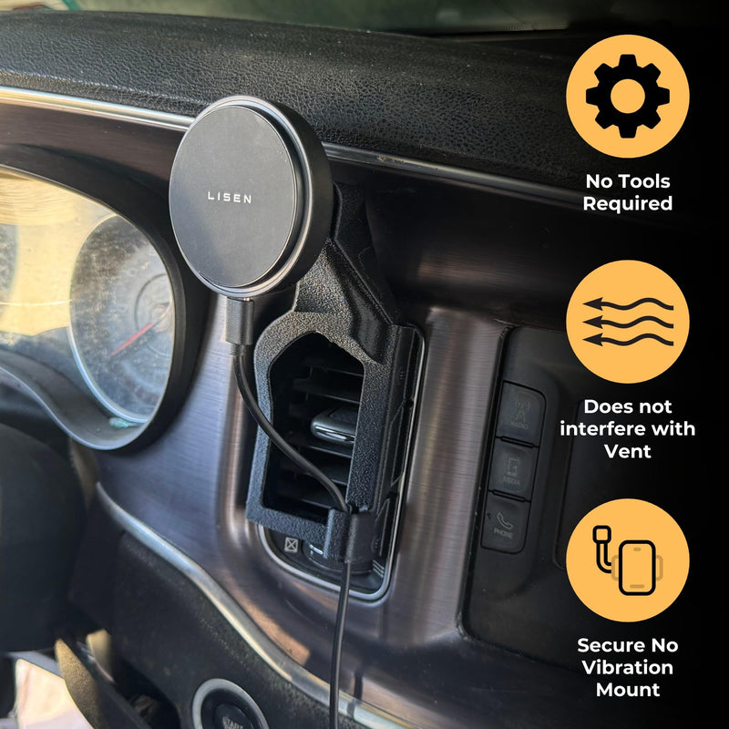 Phone Holder for Dodge Charger 2011-2023 Compatable with MagSafe/Wireless Charging Wireless Charging / MagSafe Compatable