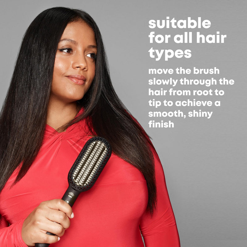 REVAMP Progloss Deepform Hair Straightener Brush - Ceramic, Ionic | Heated Brush Styler, Salon Professional Shine Oils, Ion Jet, Fast Hair Straightening, Smoothing