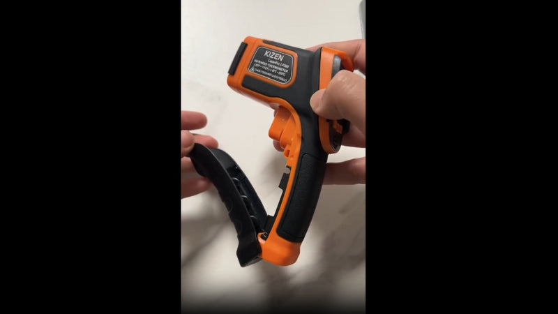 Kizen Infrared Temperature Gun - Handheld Surface Infrared Thermometer for Griddle, Grill, Pizza Oven, Candy, & A/C - Laser Thermometer Gun -58F to 1112F - Surface Temp Gun Orange