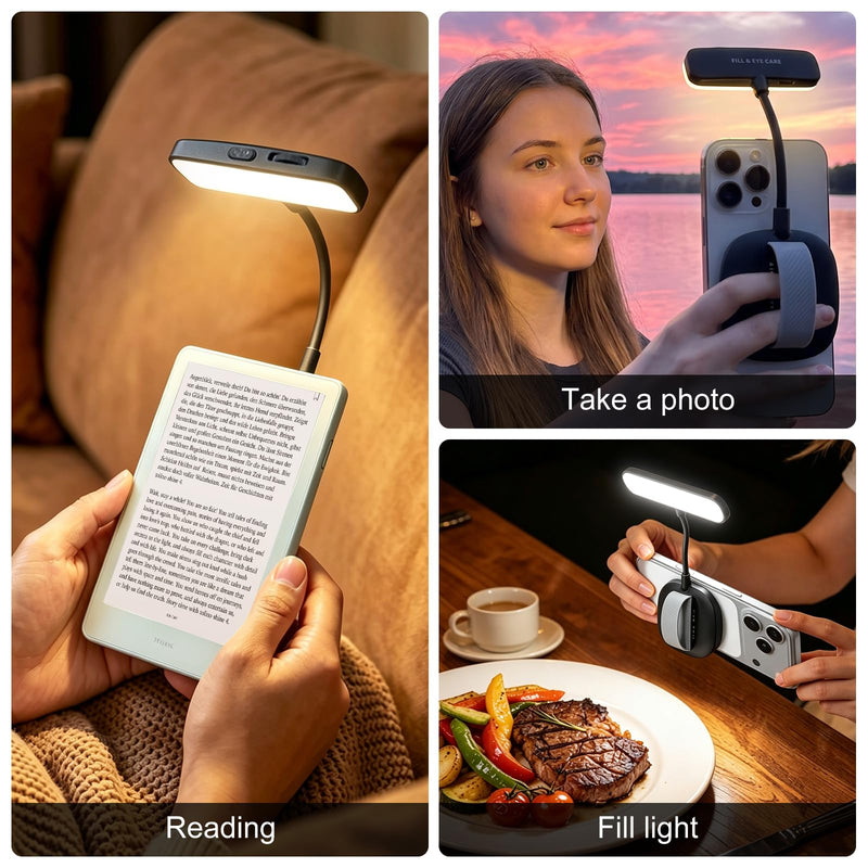 Magnetic Rechargeable Reading Light for Xteink x4 e-Book Reader | Portable Magnetic Reading Light with Hand Strap for E-reading, Compatible with Xteink E-book Reader, Smartphone, Laptop