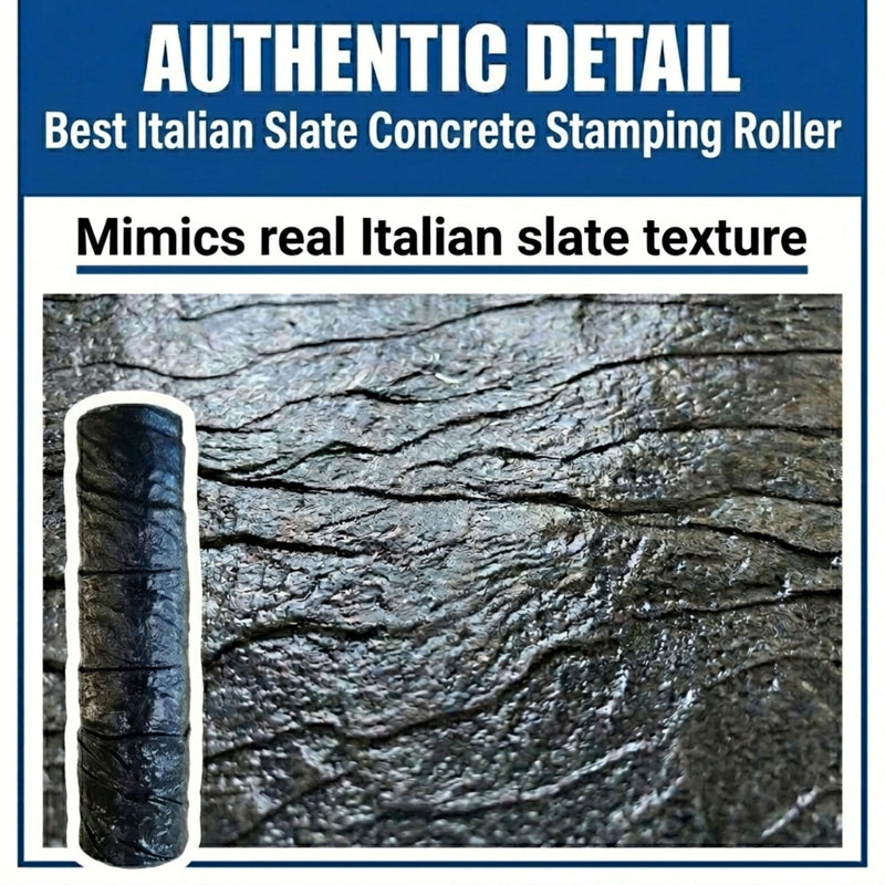 Best Italian Slate Stamp Roller, Concrete Stamping Texture Roller & Masonry Form. This 9",1/8" x 2,3/4", Slate Concrete Roller, Offers Beautiful Designs for Driveways, Patios, Walls, Walkways, & More