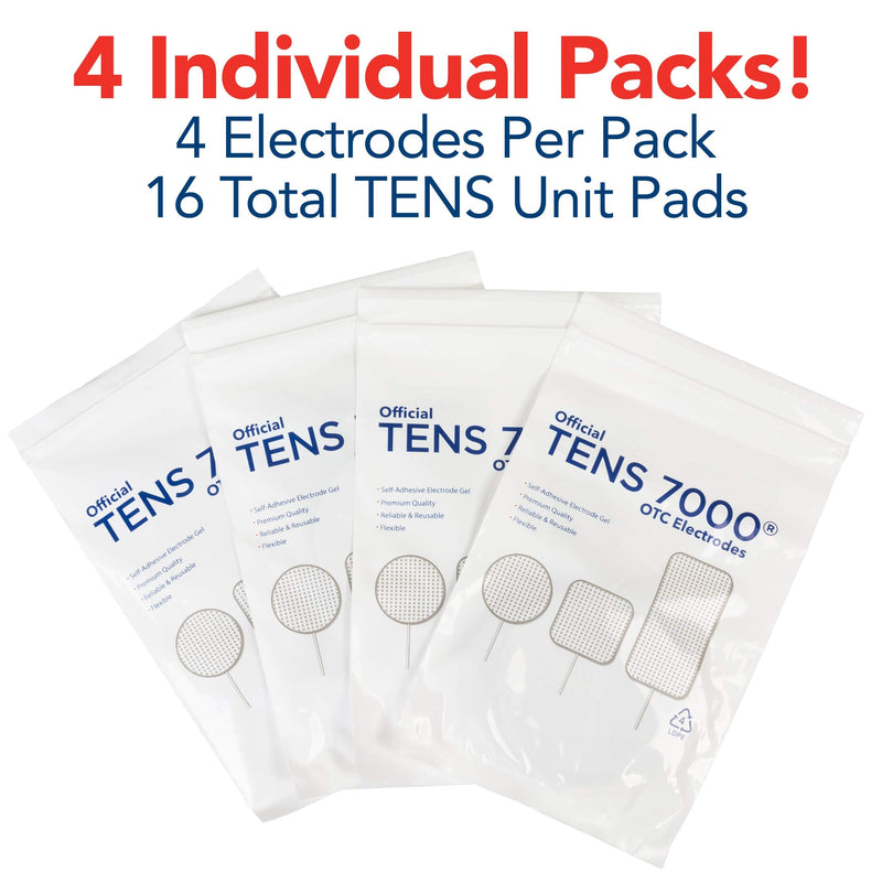 TENS 7000 Official TENS Unit Pads, 2x4, 16 Pack - Premium Quality OTC TENS Unit Replacement Pads - Compatible with Most TENS Machines, Replacement Electrodes Value Pack