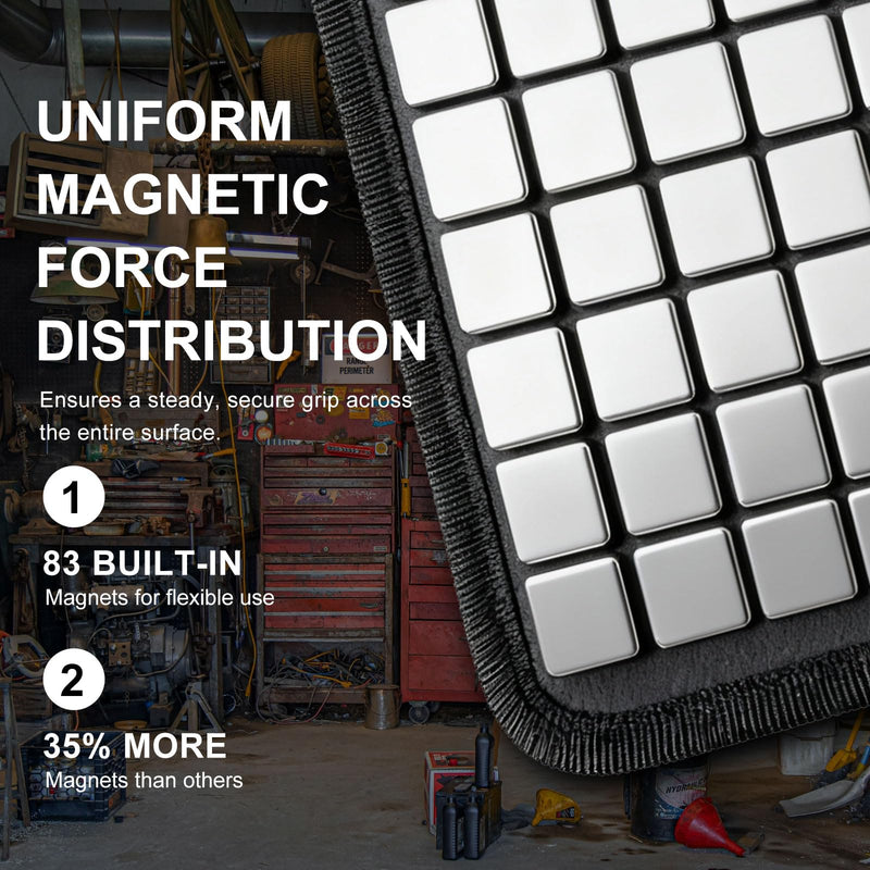 Flexible Magnetic Tool Mat & Holder for Mechanics, Professional Non-Slip 13"x10" Magnetic Pad for Tools, Heavy Duty Magnet Mat for Garage, Workshop & Auto Repair (Black) Black