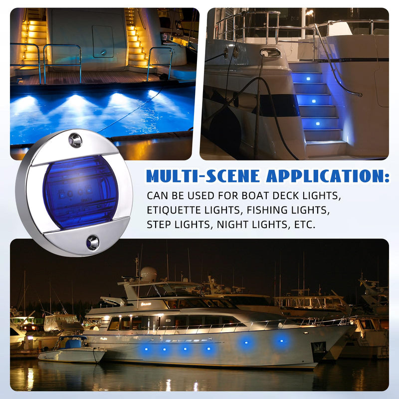 VIHOSE 10 Pcs 3 Inch Round Blue LED Lights for Boat Courtesy Marine Deck Interior Lights Stern Anchor Navigation boat accessories for Night Fishing Pontoon Ip67 Waterproof, 12v Dc