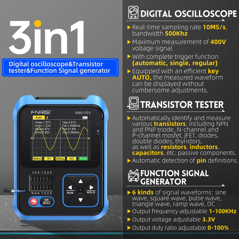 Portable Assembled Digital Oscilloscope Set, Professional Mini Oscilloscope (DSO-TC3) DSO-TC3