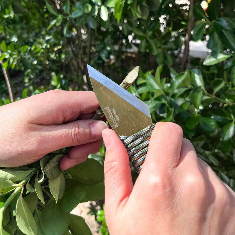Professional Grafting Knife -Japanese Kiridashi Knife (HRC66-69) Single Blade/Right Hand/Full-Tang Design Garden Tools for Precision Grafting Tool Camo