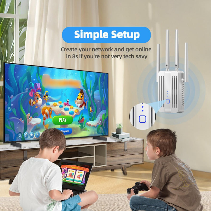 WiFi Extender Fastest Wireless Signal Booster 1200Mbps Dual Band (5.8GHz and 2.4GHz) WiFi Extender Signal Booster WiFi Repeater with Ethernet Port Covers 10k+ Sq.Ft and Connects 50+ Devices