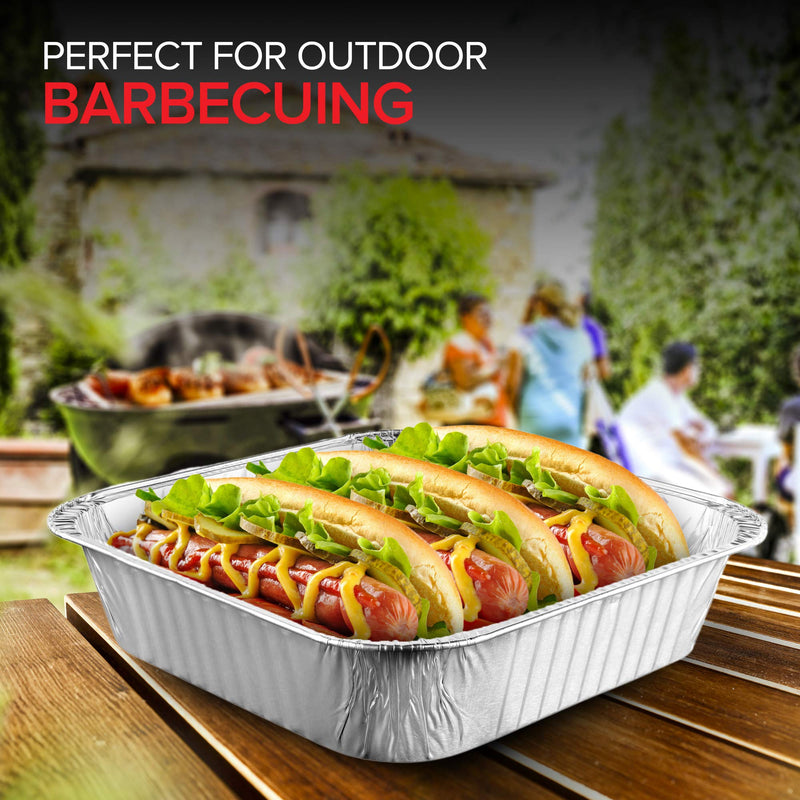 Stock Your Home 8x8 Foil Pans (50 Pack) 8 Inch Square Aluminum Pans - Foil Pans - Disposable Food Containers Great for Baking Cake, Cooking, Heating, Storing, Prepping Food 50 Pack