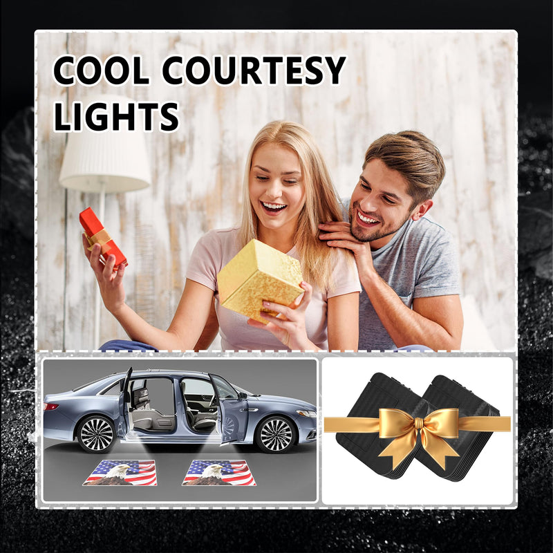 2PCS Cool Car Door Lights Logo Projector,HD Car Welcome Door Light Courtesy Lights,Universal Car Door Projector Lights Car Light Accessories for Most Cars SUVs RVs (Eagle Flag) Eagle Flag