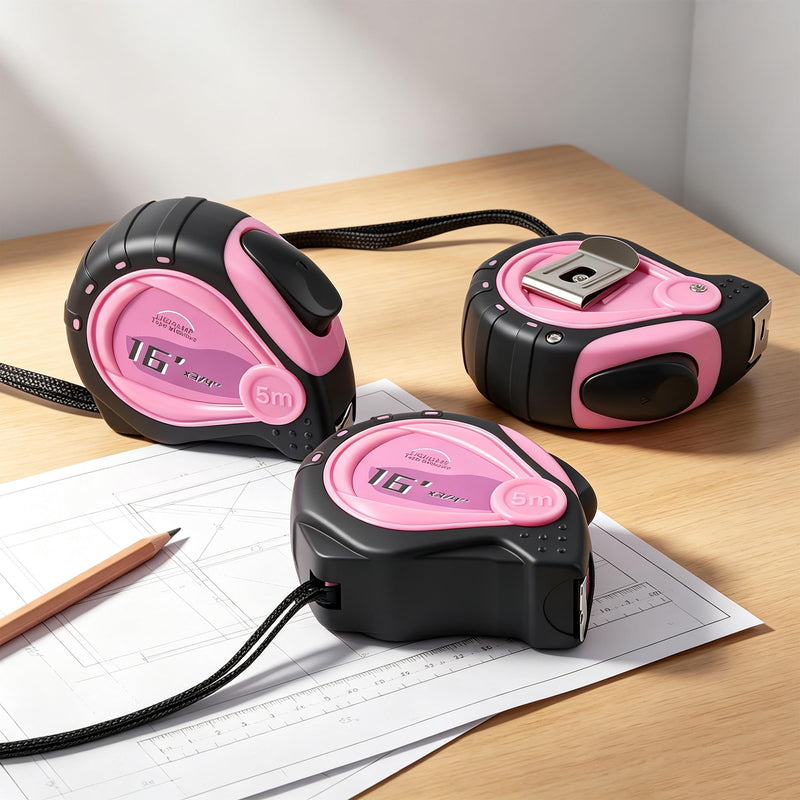 Lichamp Small Tape Measure 16 Feet, Pink Tape Measure Mini 3 Pack 16ft x 3/4in with 1/8 Fractions, 0316PK