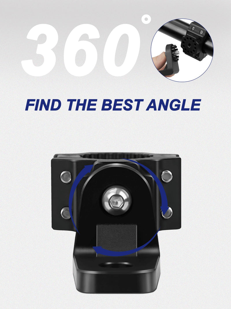 Whip Light Mounts for ATV, Quad Light Mounts Fit 0.875", 1", 1.125" Rack Bars and Bandlebars, Adjustable Mount Made of Alloy Aluminum, Easy Installation (2 pcs Black)
