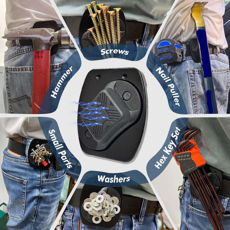 Magnetic Tool Holder, Full Metal Magnetic Belt Clip Holster for Screws, Nails, Hammer, Pliers, Spanner, Sockets, and Any Magnet Hardware, Great for Electricians, Plumbers, Carpenters, Gift for Men/Dad 2Pack Magnetic Tool Holder