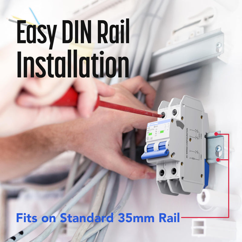 Mini Circuit Breaker UL489 Listed 10A D Curve 480Y/277VAC 125VDC 10kAIC DIN Rail Mount Non Polarized MCB Branch Circuit Protection, ControlGear CGMB2D10 (2 Pole D Trip 10 Amp) 2Pole "D"trip 10 Amps