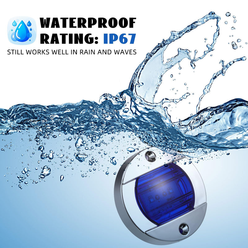 VIHOSE 10 Pcs 3 Inch Round Blue LED Lights for Boat Courtesy Marine Deck Interior Lights Stern Anchor Navigation boat accessories for Night Fishing Pontoon Ip67 Waterproof, 12v Dc
