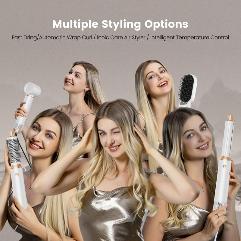 5 in 1 Hair Styler Airbrush 5 in 1 Multi Styler, Air Styler 5 in 1 with Curl Straighten, Volumise, Smooth and Drying for Styling, Air Brush 5 in 1 for All Hair Type/Length White