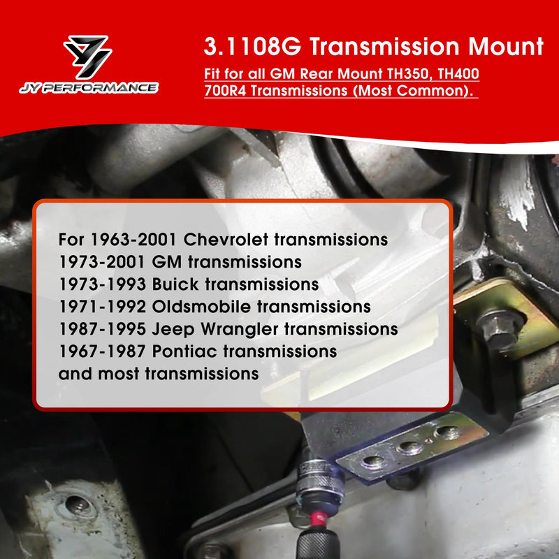 3.1108G Compatible with GM TH350 Transmission Mount Chevy Turbo TH400 700R4 Rear Trans Mount