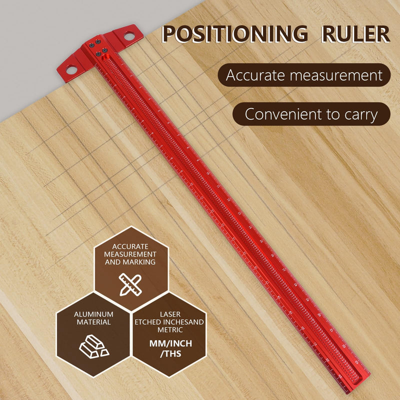 Vicrays T Square Woodworking Ruler - 24 Inch Precision Wood Working Tsquare Rule - Aluminum Alloy Carpenter Work Tool for Crafting, Marking, Layout, Scriber and Measuring 1