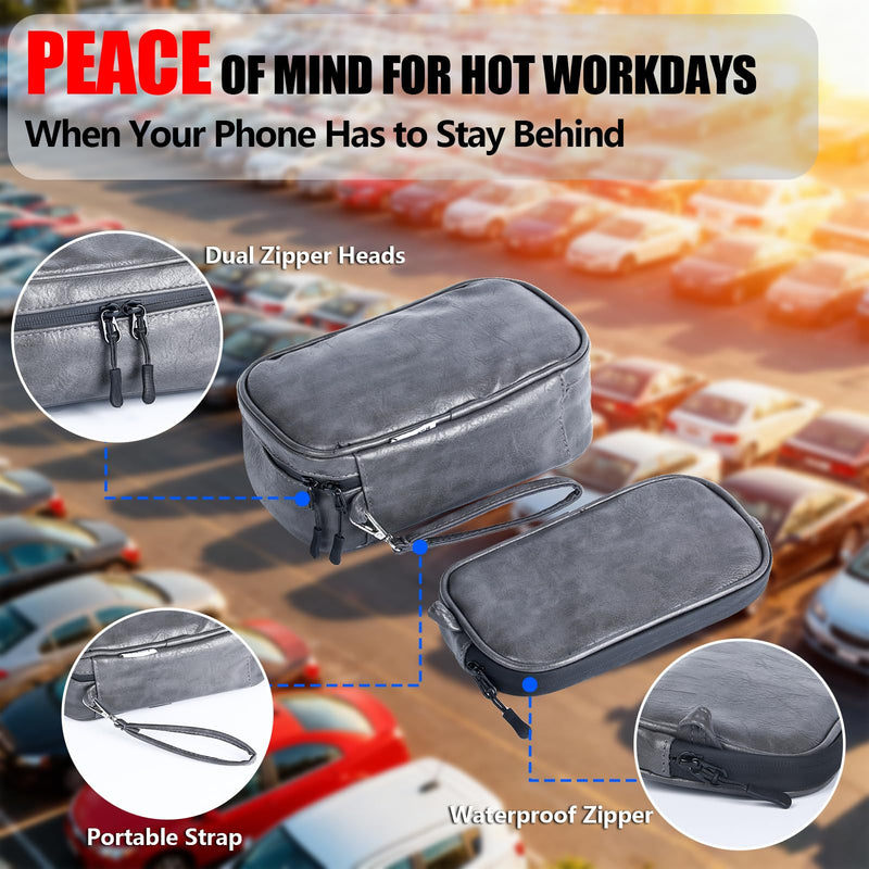 Keep Your Phone Safe from Extreme Heat Car Phone Cooling Bag Grey | Includes 2 Reusable Ice Packs, Fits All Phones, Keep Your Phone From Overheating in Hot Car, iPhone Cooling Case for Car Grey Upgraded