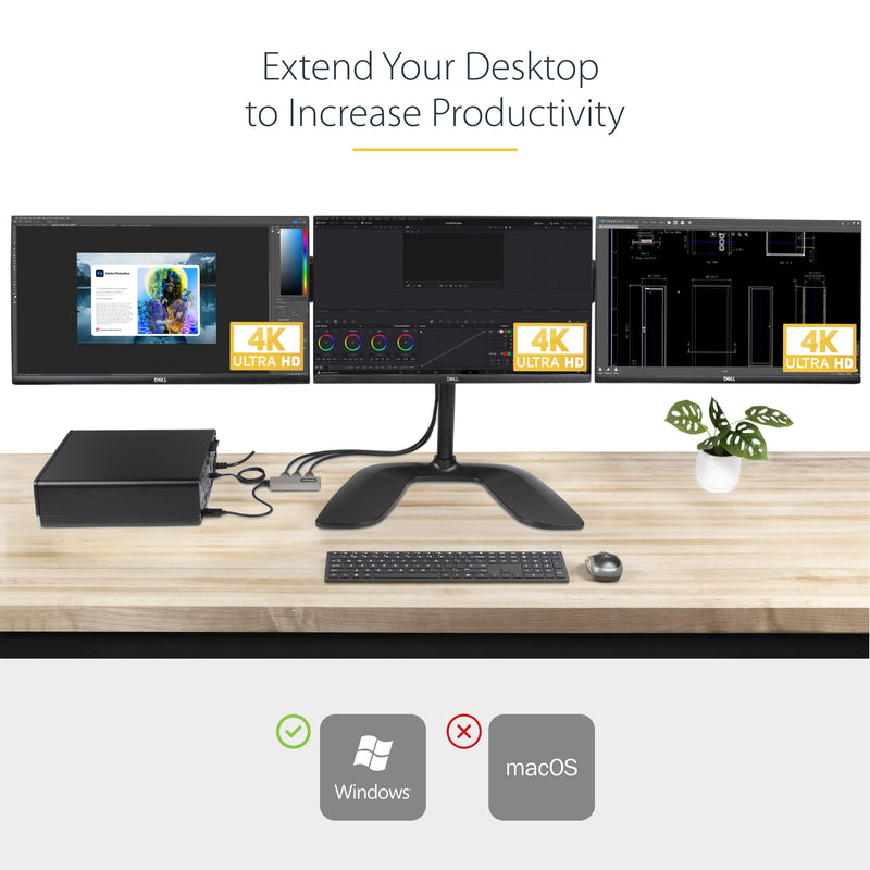 StarTech 1ft DisplayPort 1.4 to 3X HDMI MST Hub, Triple 4K 60Hz, HDR