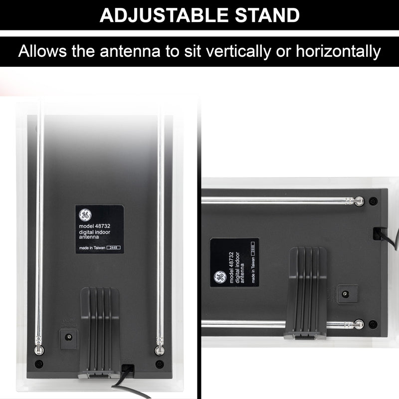 GE TV Antenna for Smart TV Indoor, HD Antenna, Supports 4K 1080p Signal Reception with Signal Amplifier, Free Local Channels, 48732