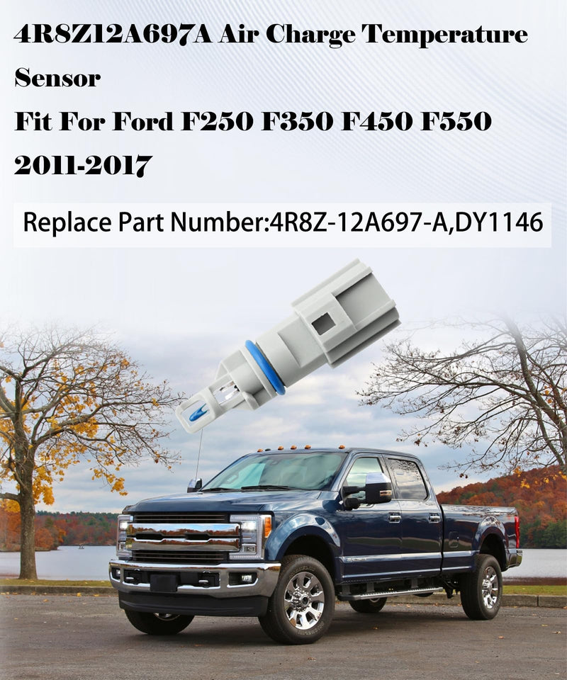 4R8Z12A697A Intake Air Temperature(IAT/CACT) Sensor Fit for 6.7L Power Stroke Ford F250 F350 F450 F550 2011-2017,Replaces DY1146, 4R8Z-12A697-A