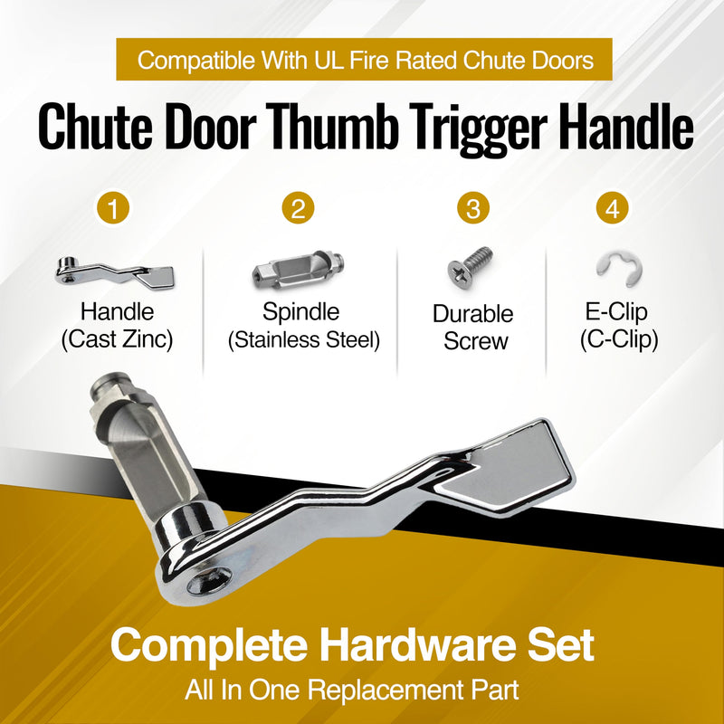 Chute Door Thumb Trigger Handle - For both Bottom and Side Hinged Trash and Laundry Stainless Steel Intake Doors. Perfect Parts for Wilkinson and Other Manufactured Hardware companies. (Chrome) Chrome