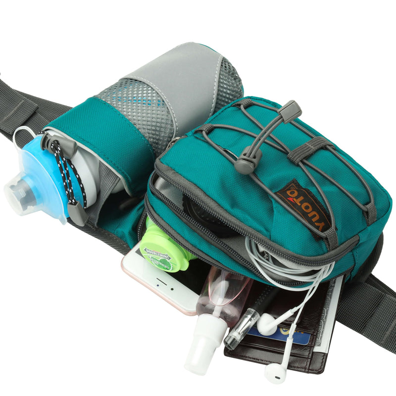 Waist Pack with Water Bottle Holder for Running Walking Hiking Fanny Pack Hydration Belt Green