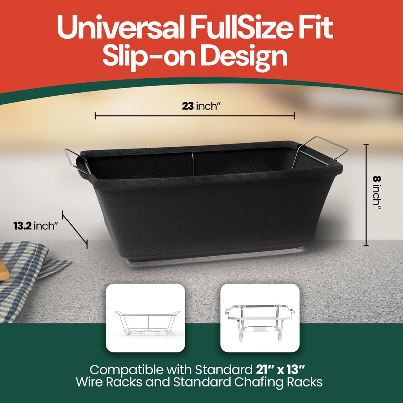 Chafing Dish Wind Guard (Pack of 6) – Slip-On, Machine Washable Chafer Stand Cover for Full-Size Wire Chafing Racks – Wind Blocking for Chafing Fuel, Buffet & Catering, Indoor/Outdoor Black