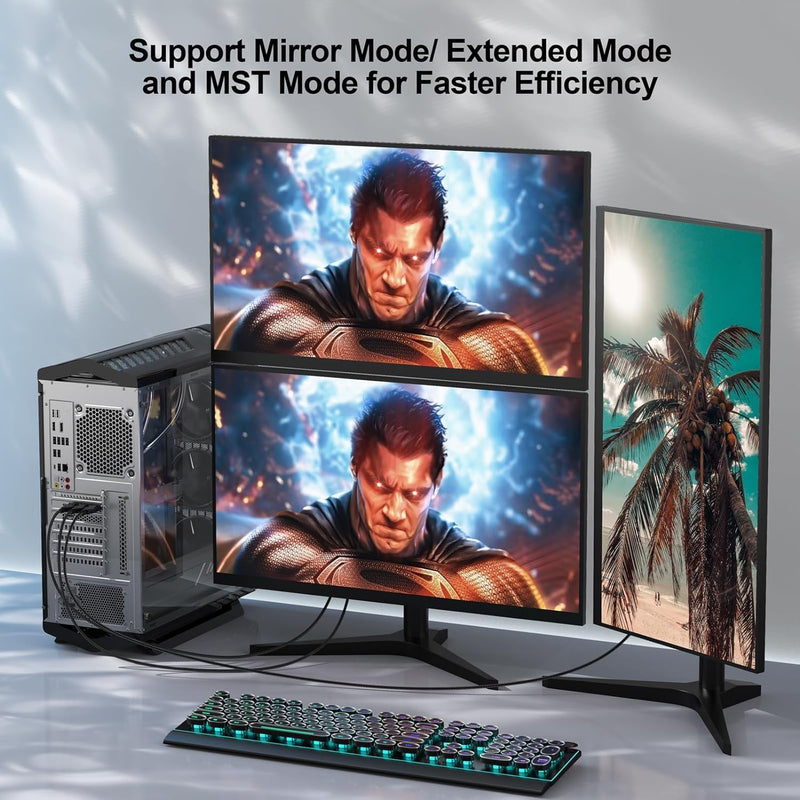 VESA Certified 8K DisplayPort 1.4 Cable 5-Pack, High Speed 48Gbps Display Port DP Cable 6 Feet (8K@60Hz, 4K@/240Hz/144Hz/180Hz/165Hz, 1080P@240Hz) for Gaming Computer Laptop TV Monitor 6FT Black