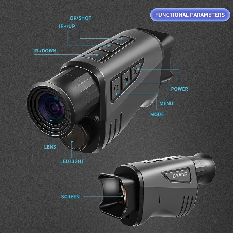 Night Vision Monocular, [2024 Upgrade] 1312FT Monocular Night Vision Goggles, HD Hunting Night Vision for Long Rang Infrared Goggles Night