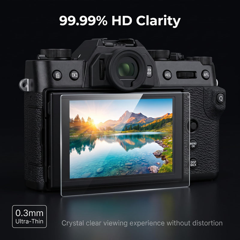 2 Pack 9H Tempered Glass Screen Protector Compatible for Fuji film X-T50 Digital Camera, Anti-Scratch Ultra Clear Bubble Free LCD Screen Cover, Screen Protector, Soft Shutter and Fiber Cloth for FUJI XT50