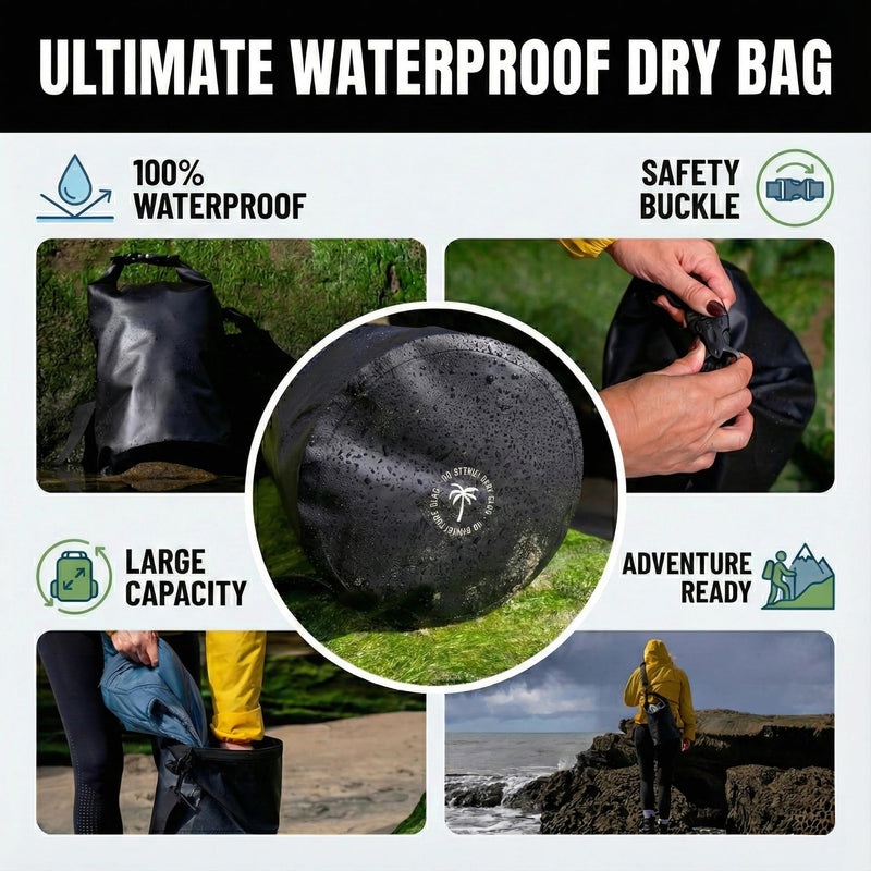 Ho Stevie! Heavy Duty Waterproof Dry Bag - Keeps Your Stuff Dry, on Surf Trips, Camping, or Any Adventure (Black, 20L) Black
