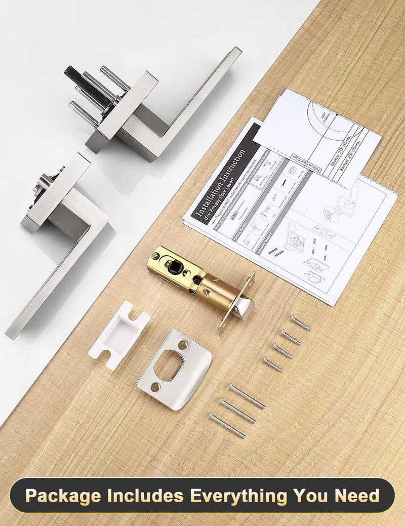 Tinewa Brushed Nickel Passage Door Lever Interior Door Handle, Heavy Duty Closet Hallway Door Handle Set,1 Pack 1 Pack Passage Door Lever - Brushed Nickel