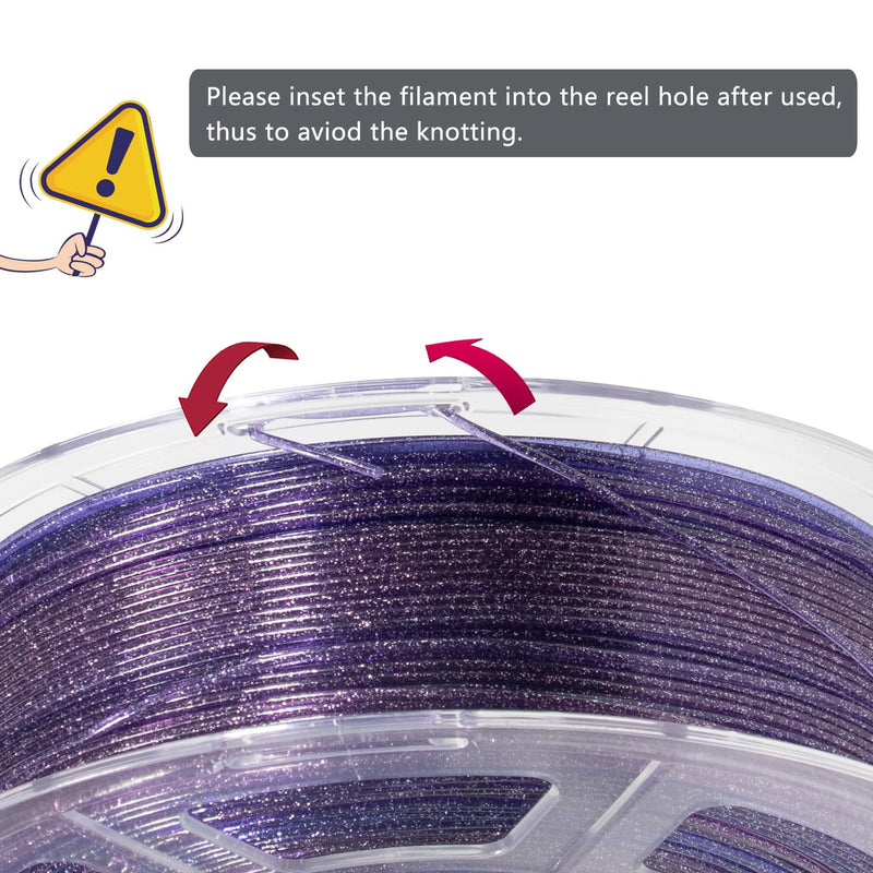 iSANMATE 3D Printer Filament Clear PLA, Multicolor Transparent Transition Glitter Filament, Gradient Purple Blue Multicolor PLA Filament, 3D Printing Filament 1KG/2.2lb, Blue Violet Galactic B- Glitter Blue Violet Galactic