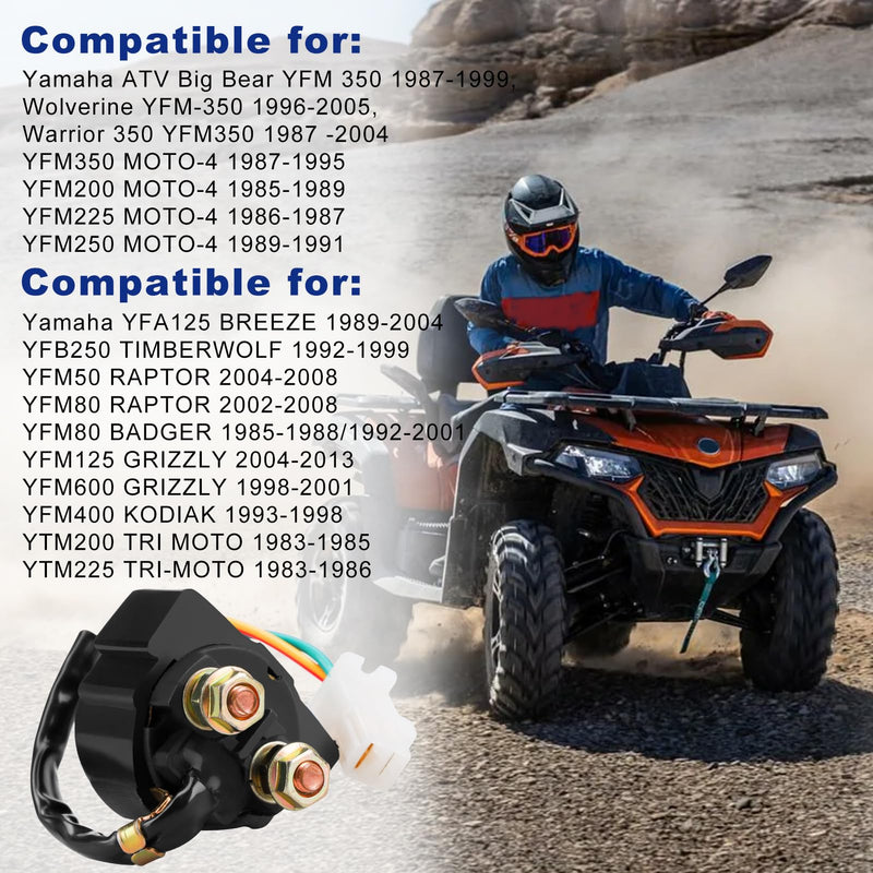 Starter Solenoid Relay for Yamaha YFM350 Warrior 350 1987-2004 Big Bear 350 1987-1999 Moto-4 350 1985-1989 Wolverine 350 1996-2005
