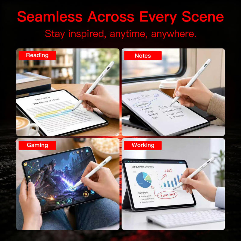Stylus Pencil for Lenovo Tab/XIAOMI/Redmi pad,30H Battery Life，Black | Accurate writing,ultra long battery life,No Bluetooth needed，Button on/off，Transparent Pen Tip Black