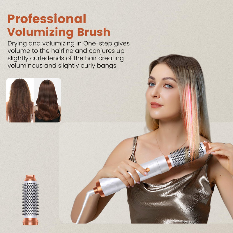 Hair Styler 5 in 1 Magic Styler, Air Styler Set with Curl Straighten, Volumise, Smooth and Drying for Styling, Hot Air Styler for All Hair Type/Length Gold