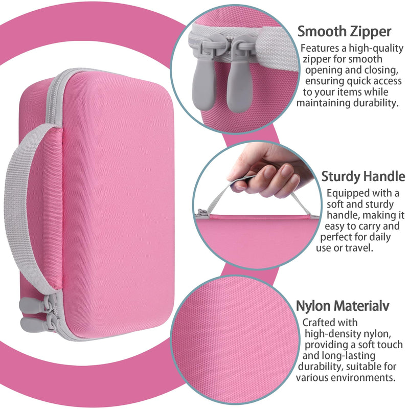 co2CREA Storage Organizer Case for 3D Printing Pen Set, Hard Case Compatible with SCRIB3D P1/Advanced, MYNT3D Super/Advanced, 3Doodler Start+/Flow/PRO and Filament Refill（Pink Case + White Zipper） Pink Case + White Zipper