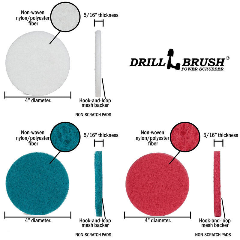 Drillbrush Kitchen Cleaning Supplies - Whole Household Scrubbing Pads and Medium Stiffness Brushes - Stove Top and Oven Rack Cleaning Brush Kit - Sink, Tile, Laminate, Vinyl, Pan, Countertop Scrubber Green