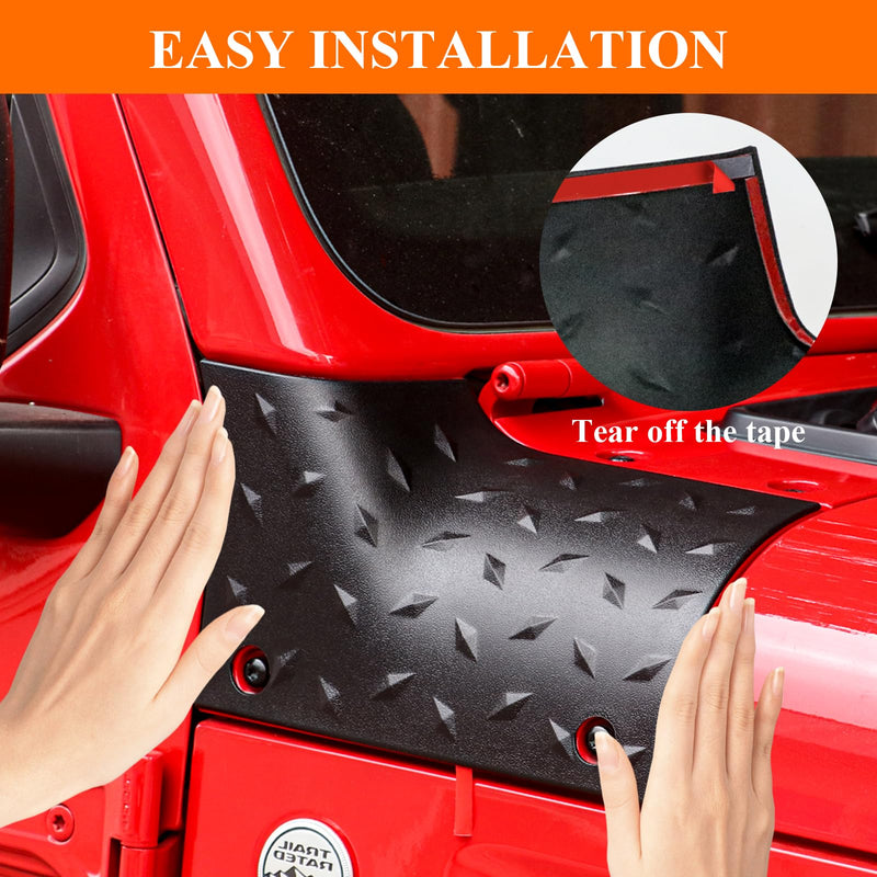 BESTAOO Cowl Body Armor Outer Cowing Cover Corner Guards Compatible with 2018-2024 Jeep Wrangler JL 2/4 Door & Gladiator JT Exterior Accessories, Textured Black, 2pcs