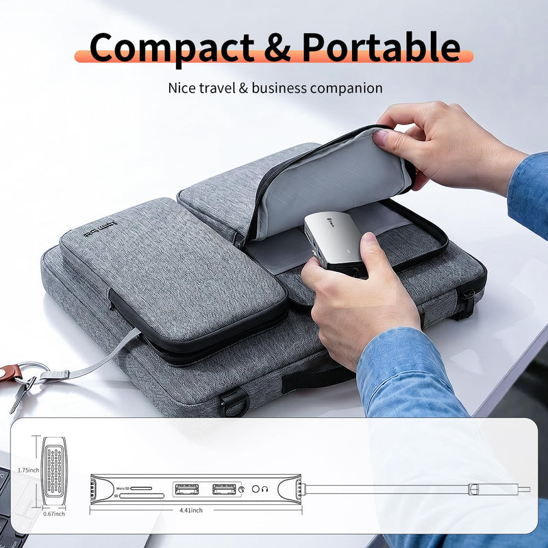 Yottamaster USB C Docking Station 4K@60Hz HDMI for MacBook/Dell/HP/Surface | 8 in 1 Laptop Dock Station with HDMI, 100W PD 3.0, 2 USB A, RJ45, SD/TF, Audio, Portable Adapter for Photography & Work 8 in 1 (With Audio Port)
