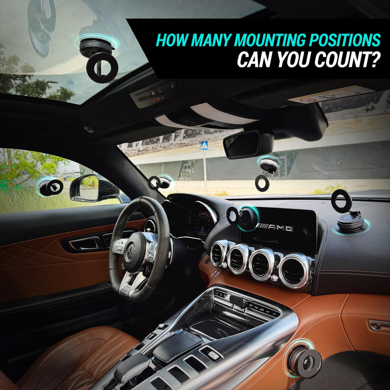 Clutch-X™ Black – Vacuum Phone Mount Suction Cup Car Phone Holder for iPhone, Window Phone Mount for Travel, 360° Vacuum Magnetic Phone Holder for Car, Magnetic Phone Holder with Suction Cup
