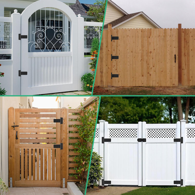 6 inch Gate Hinges,280 Lbs Capacity, Matte Black Hinges,4 Pack Heavy Duty Door Hinge, T-Strap Shed Gate Hinges, Wrought Hardware for Wooden Fences, Barn Door Hinge(6“-6 pcs-Matte Black) 6“-6 pcs-Matte Black