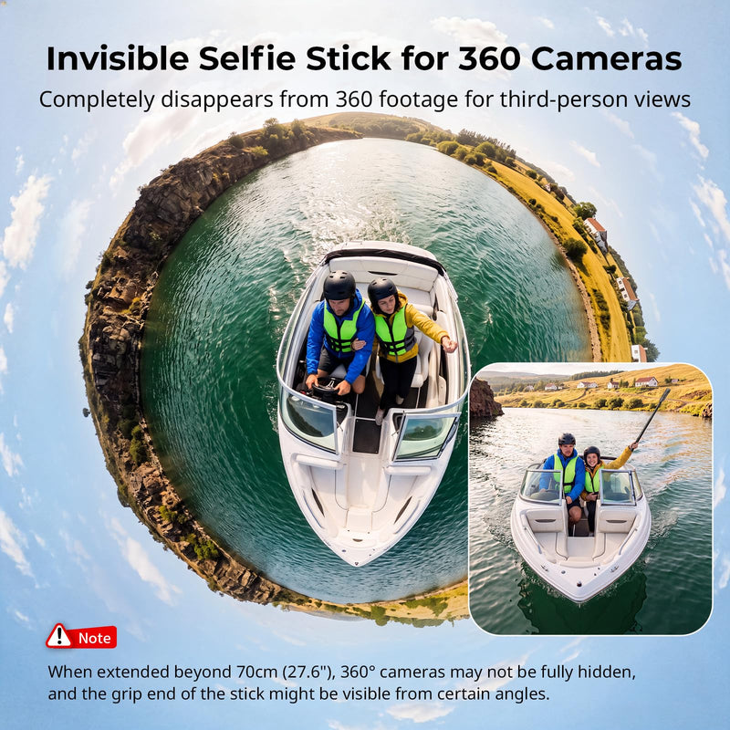SmallRig Extendable 47in/3.9ft Invisible Selfie Stick for 360 Camera | Portable Stick Pole for Insta360 X5/X4/X3, for DJI OSMO 360, with 1/4"-20 Screw/Hole, Stake, Lanyard, Anti-Slip Handle - 6319