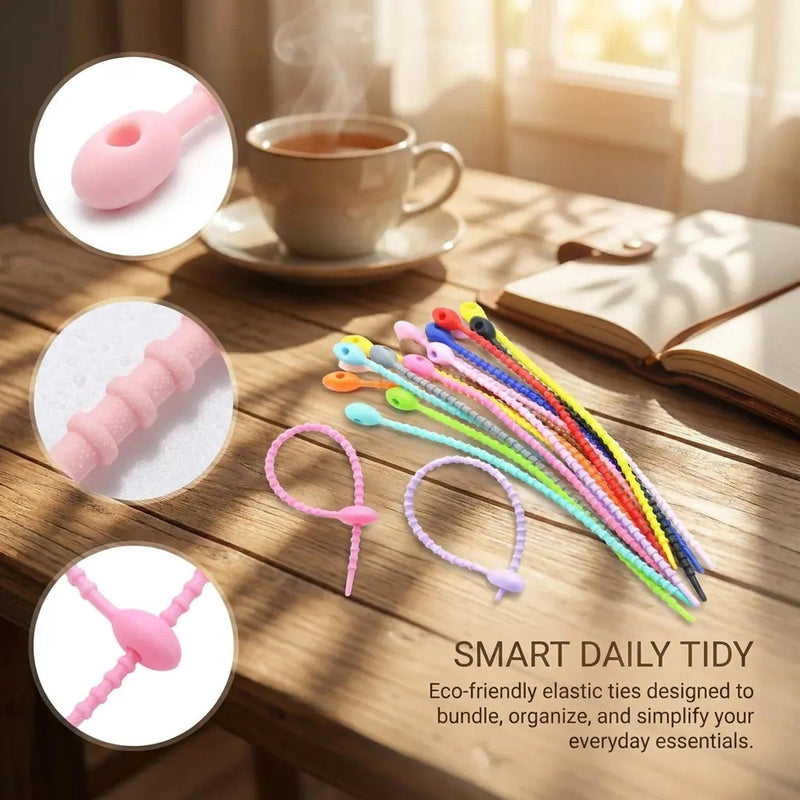 Reusable Cable Ties Organizer Straps - 30 Pack Flexible Cord Bands for Keychain Charms Bags Office Travel(5.9 Inch) 5.9 Inch