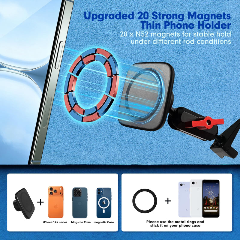 Aluminum Alloy 2026 2025 2024 Tacoma 4Runner Magnetic Phone Mount Holder | Cradle for 2026 2025 2024 Tacoma 4Runner|for Most Smartphones| Forward Extendable | Aluminum Alloy 14”-2024+ Tacoma