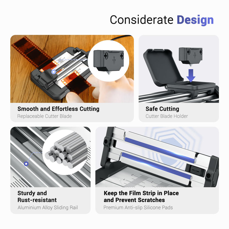 Professional Slide Film Cutter for 35MM Film & 120 Medium-Format Negatives，Negative Film Cutter with Built in 11 Levels Adjustable Backlight Slide Film Old Photo Cutting Straight Accessories