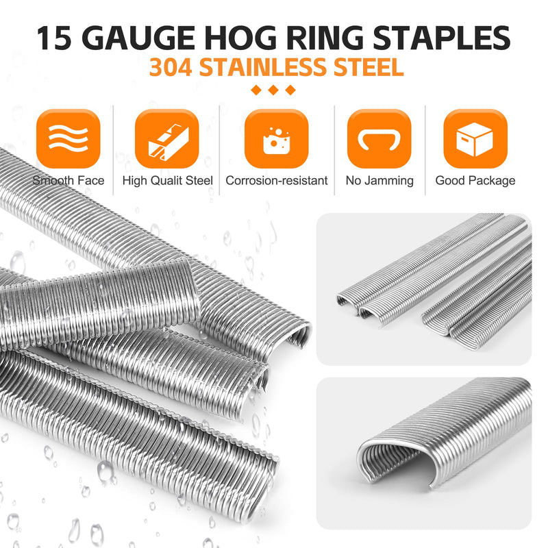 KIMSING SC7 15 Gauge 3/4'' Crown Stainless Steel C Ring Staples C-Rings Hog Rings, Wire Fencing Staples, Fasteners for Hog Ring Tool, C Ring Plier, 1000 PCS/Pack