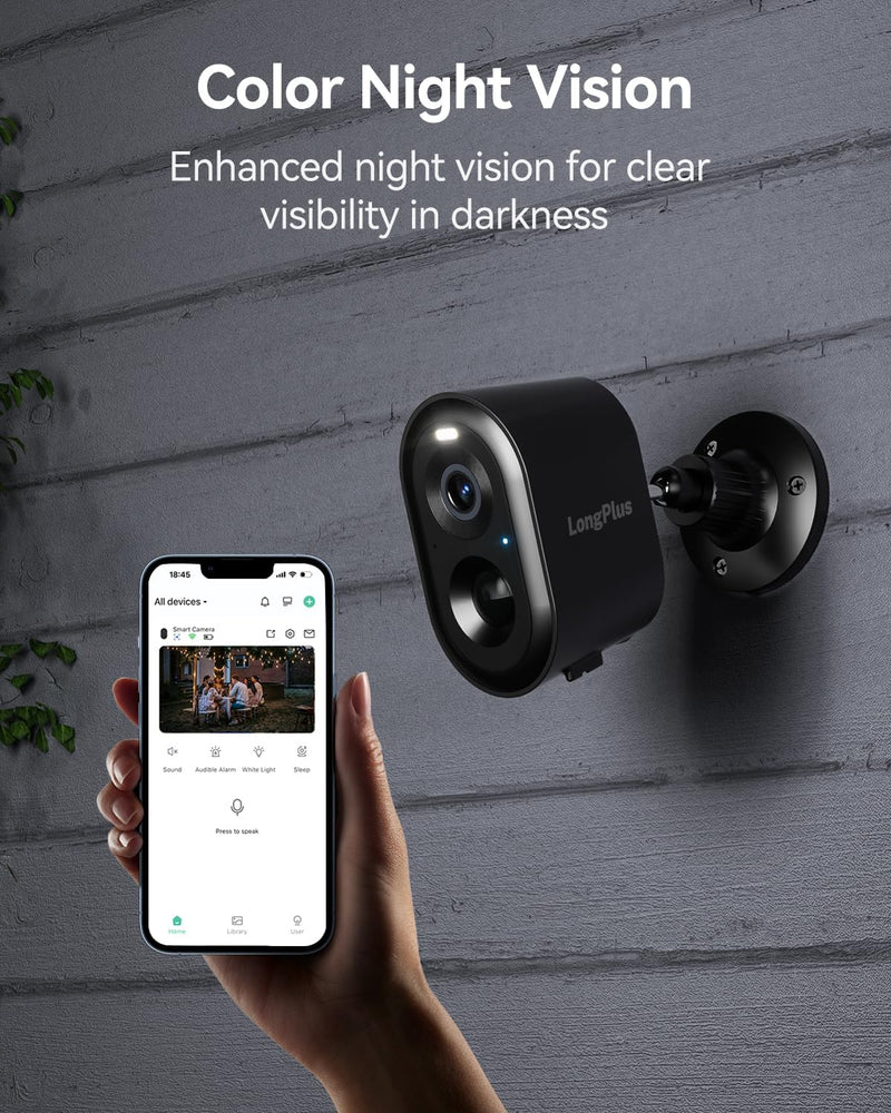 LongPlus Security Cameras Wireless Outdoor, 2K Vicohome, Wireless Outdooer Camera for Home Security, WiFi Cameras w/AI Motion Detection, 2-Way Talk, Cloud/SD Storage, 2Pack Black ( 2Pack 2K )