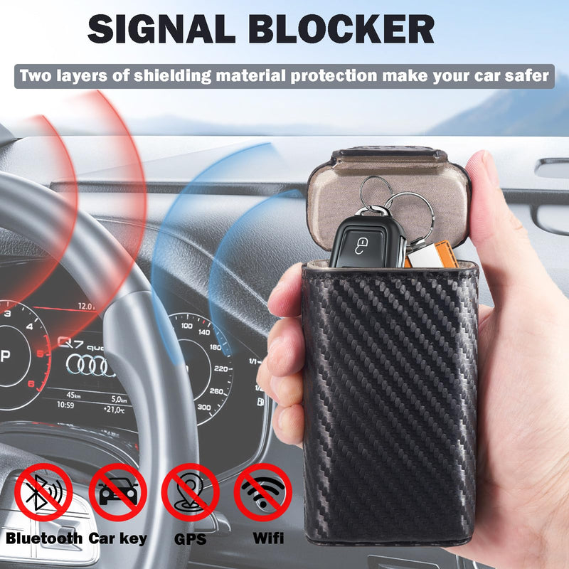 2024 𝑵𝒆𝒘 RFID Signal Blocker Box - Premium Faraday Smart Car Key Signal Protector, Portable Anti-Theft Faraday Cage Fob Protector, Crypto Wallet Safe Box, Signal Blocking Shielding Box for Car Key Black